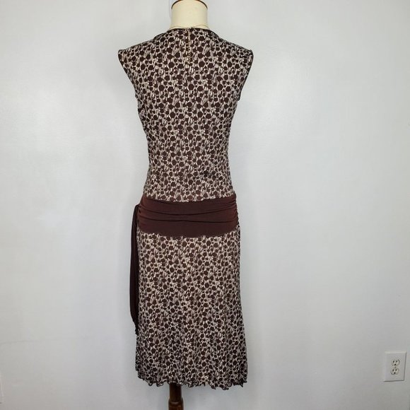 Vintage Y2K Max Studio Brown White Lettuce Trim Sleeveless Dress Size XS - Picture 11 of 14
